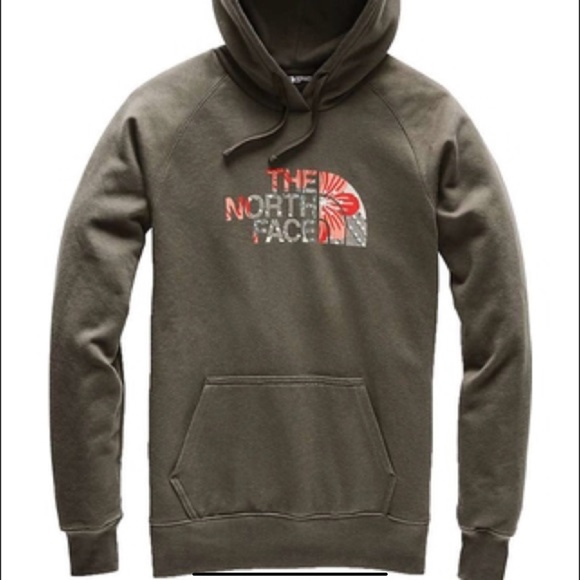 Women’s North Face Sz M Green Floral Hoodie Sweatshirt - Picture 1 of 5